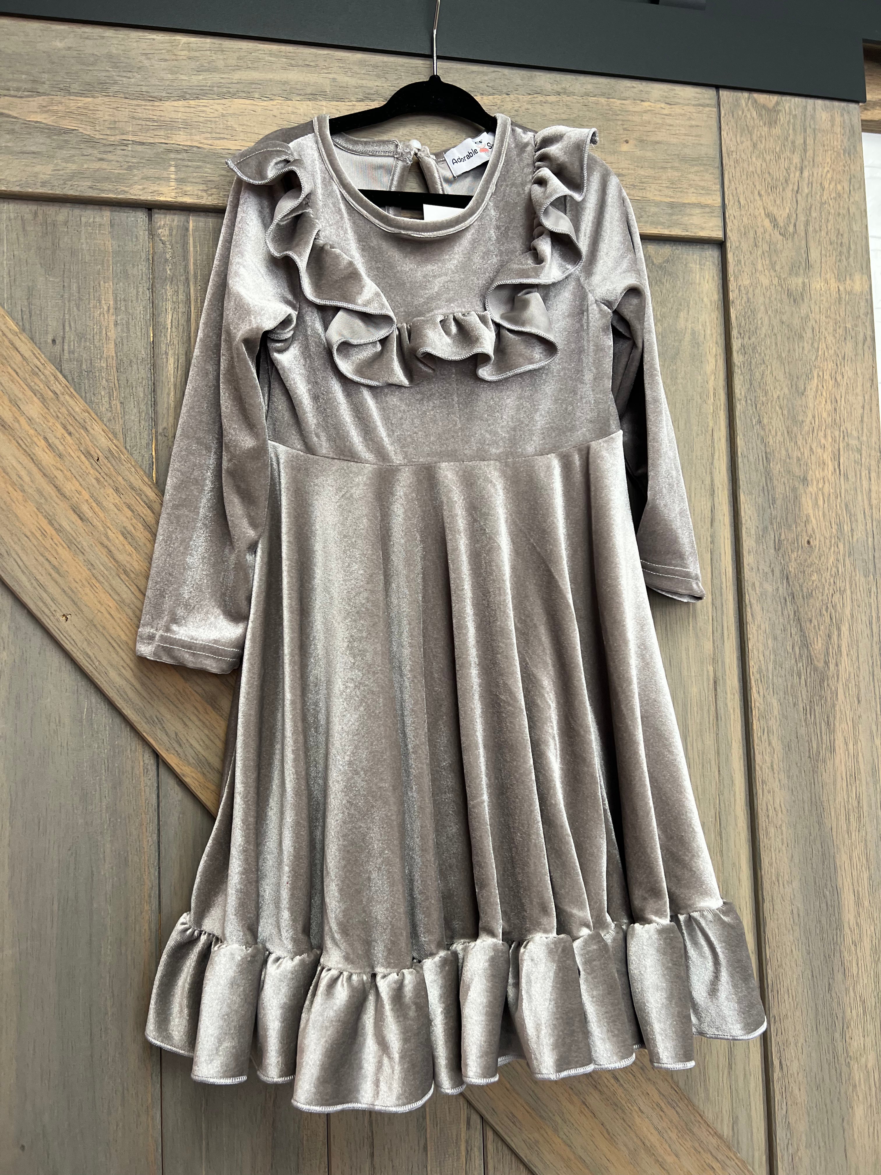 Grey Velvet Dress