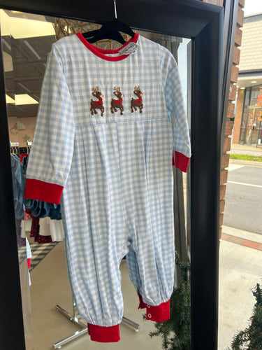 Blue Reindeer romper
