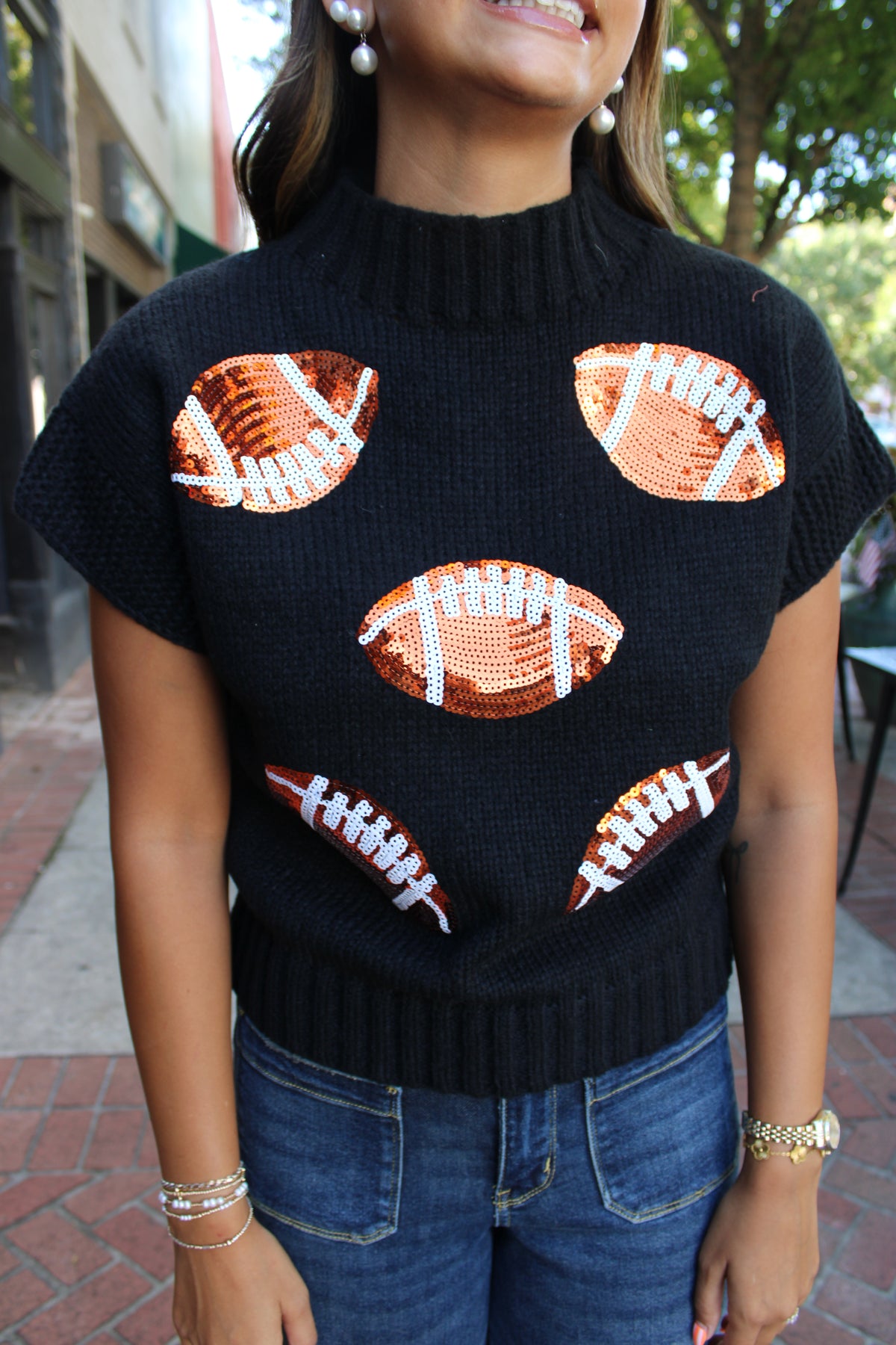 Sequin Football Sweater