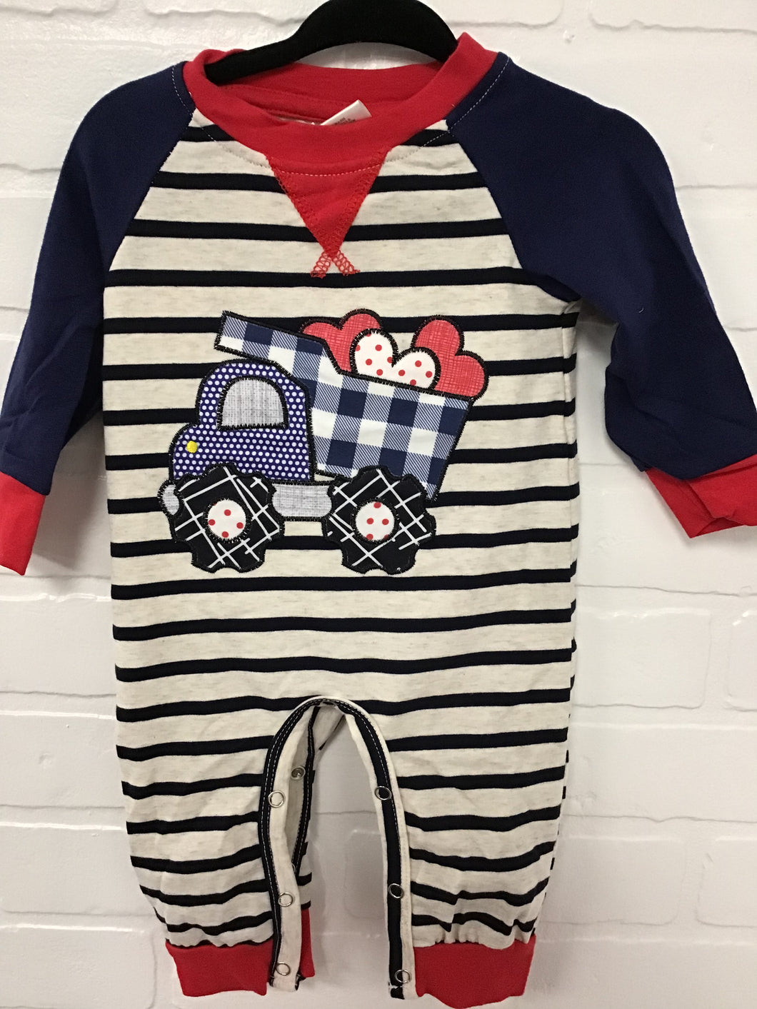 Boys Stripe Valentine's Romper