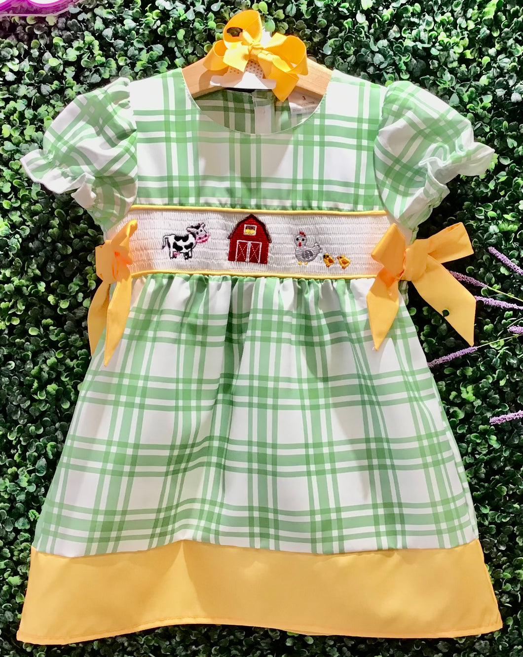 Green Plaid Farm Dress