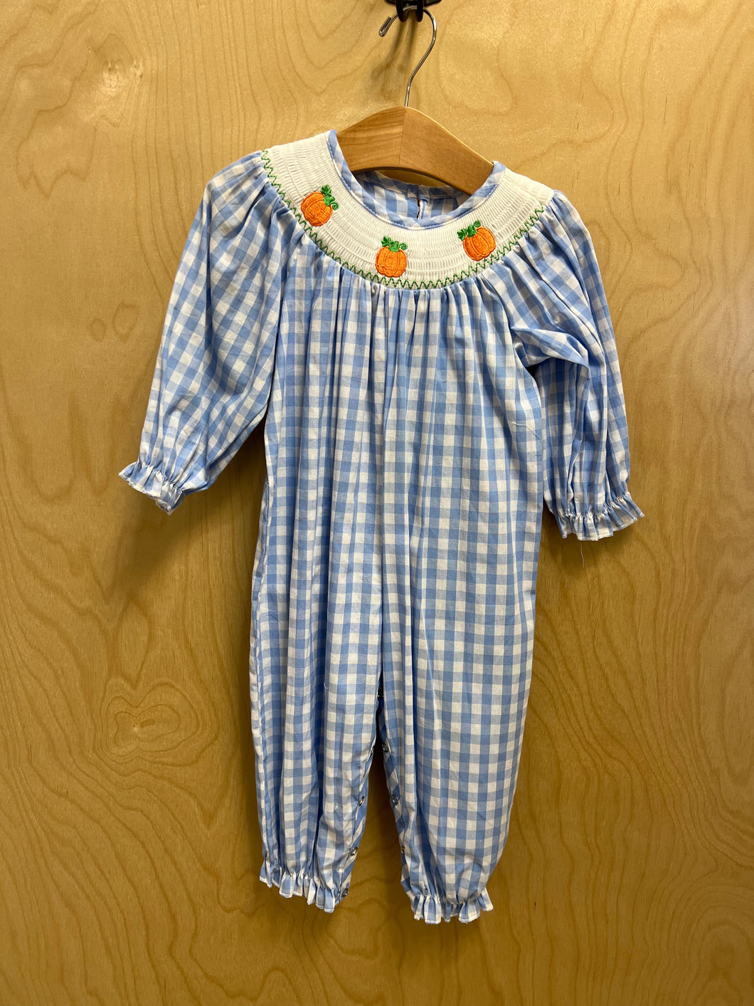 Blue Plaid Pumpkin Romper