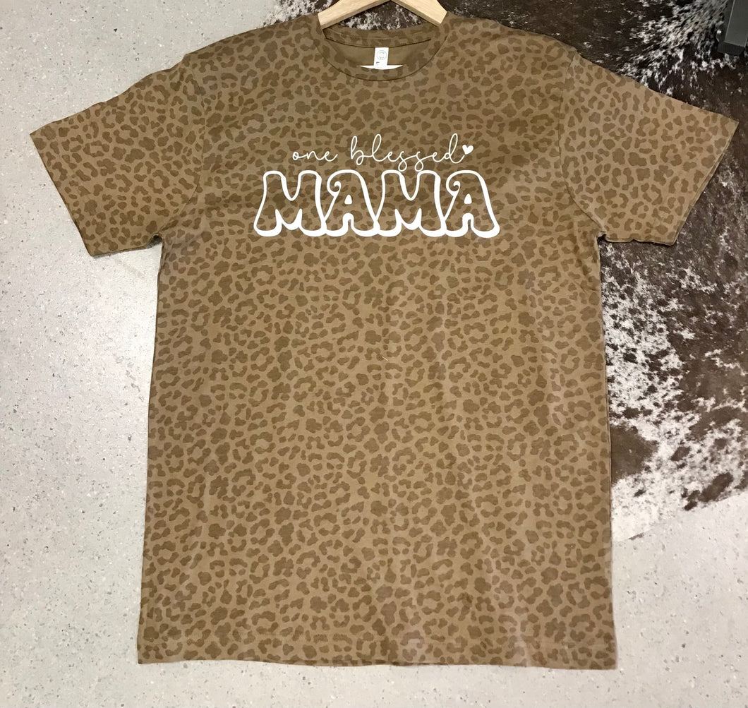 Cheetah Blessed Mama Tee